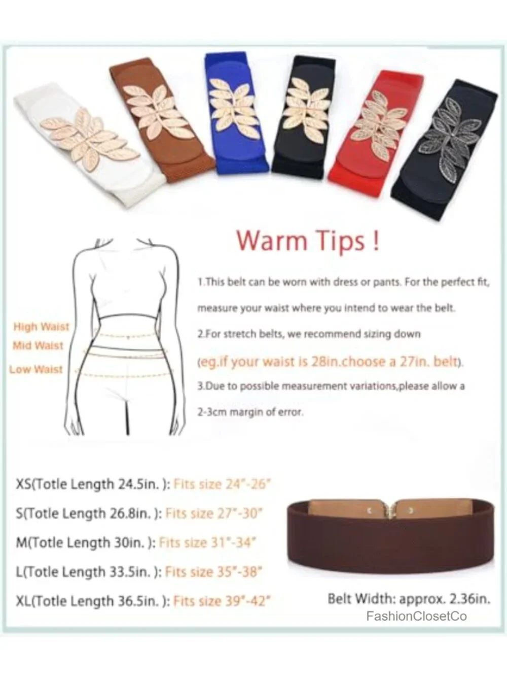 Women's Stretchy Belt Wide Vintage Leaf Buckle Elastic Waistband Dress Belt